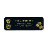 Aangepast adres voor Navy Blue Gold Pineapple Etiket (Voorkant)