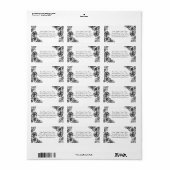 Aangepast adres voor zwart-wit Floral Damask Etiket (Full Sheet)