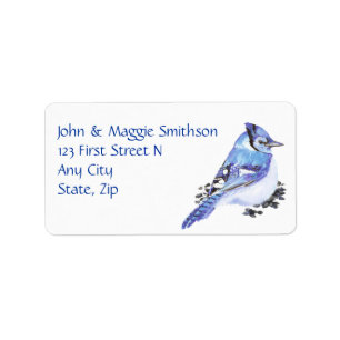 Aangepast adres waterverf Blue Jay Bird Etiket