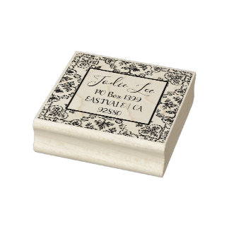 Aangepast adreslabel Damask Design Rubberstempel