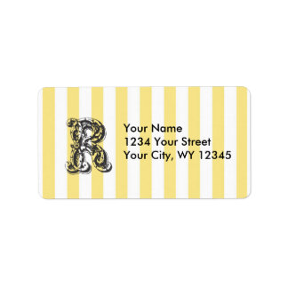 Aangepast adreslabel Monogram letter R met geel Etiket