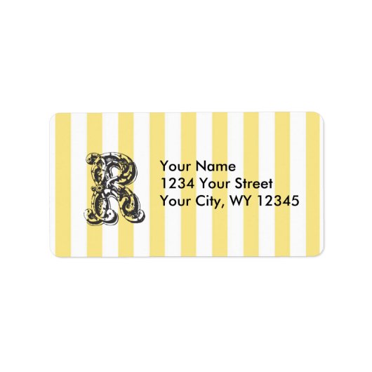 Aangepast adreslabel Monogram letter R met geel Etiket (Voorkant)