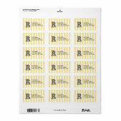 Aangepast adreslabel Monogram letter R met geel Etiket (Full Sheet)
