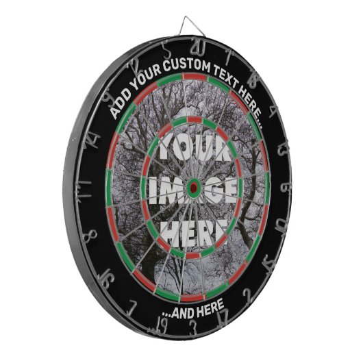 Aangepast Afbeelding-dartboard met tekst Dartbord (Voorkant Links)