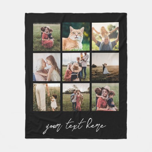 Aangepast Afbeelding Gepersonaliseerde 9 Fotocolla Fleece Deken (Voorkant)