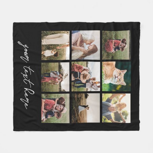 Aangepast Afbeelding Gepersonaliseerde 9 Fotocolla Fleece Deken (Voorkant (Horizontaal))