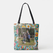 Aangepast Afbeelding Hippie Flowers Tote Bag (Achterkant)