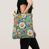Aangepast Afbeelding Hippie Flowers Tote Bag (Dichtbij)