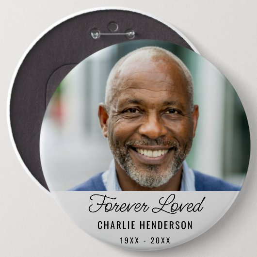 Aangepast afbeelding met tekst begrafenisgedenkkno ronde button 6,0 cm (Voorkant /achterkant)