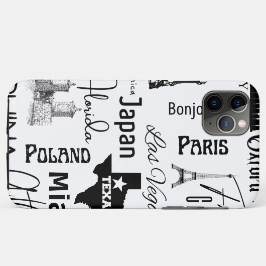 Aangepast afbeelding modern patroonparijs zwart-wi Case-Mate iPhone case (Achterkant (horizontaal))