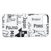 Aangepast afbeelding modern patroonparijs zwart-wi Case-Mate iPhone case (Achterkant (Horizontaal))