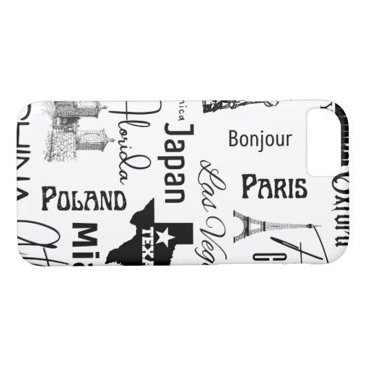Aangepast afbeelding modern patroonparijs zwart-wi Case-Mate iPhone case (Achterkant (Horizontaal))