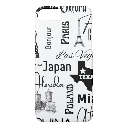 Aangepast afbeelding modern patroonparijs zwart-wi Case-Mate iPhone case (Achterkant)