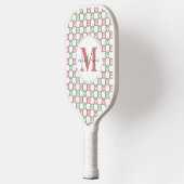 Aangepast afdrukpatroon rode en groene hondenpoten pickleball paddle (Links)