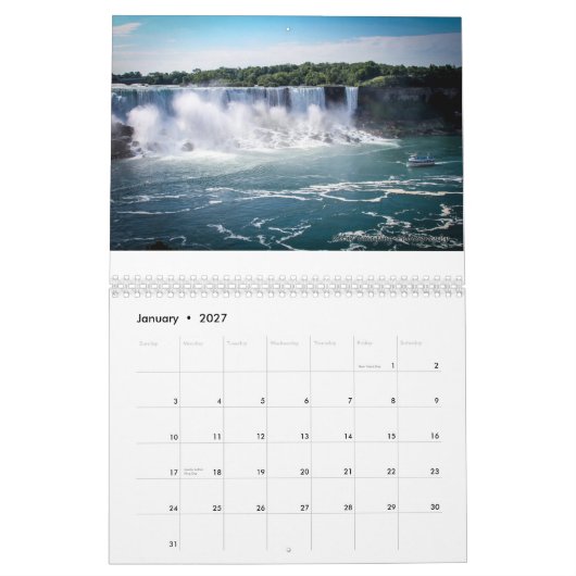 Aangepast afgedrukt Niagara Herfst Agenda Kalender (Jan 2027)