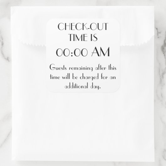 Aangepast afhandelingstijdteken vierkante sticker (Tas)