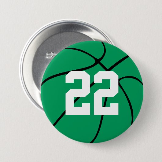 Aangepast afspeelnummer Groene Basketball-Button Ronde Button 7,6 Cm (Voorkant /achterkant)