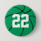Aangepast afspeelnummer Groene Basketball-Button Ronde Button 7,6 Cm (Voorkant)