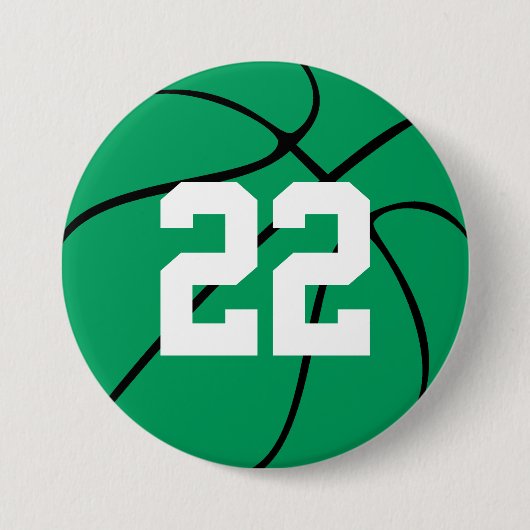 Aangepast afspeelnummer Groene Basketball-Button Ronde Button 7,6 Cm (Voorkant)