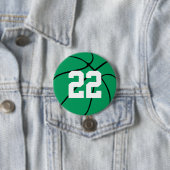 Aangepast afspeelnummer Groene Basketball-Button Ronde Button 7,6 Cm (In situ)