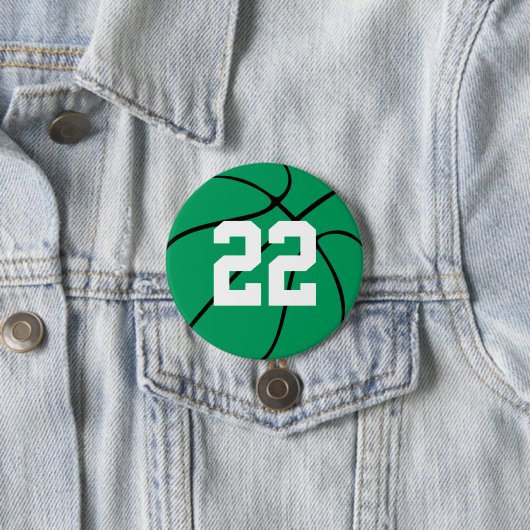 Aangepast afspeelnummer Groene Basketball-Button Ronde Button 7,6 Cm (In situ)