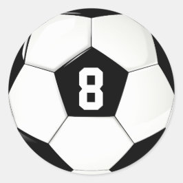 Aangepast afspeelnummer zwart en wit Voetbal Ronde Sticker