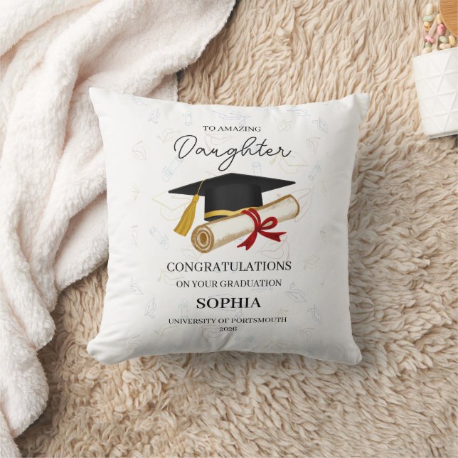 Aangepast afstudeercadeau voor dochter met naam en kussen (Deken)