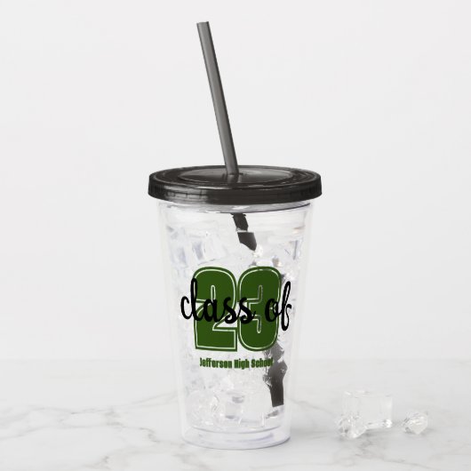 Aangepast afstudeerjaar en school acryl drinkbeker (Voorkant ijs)