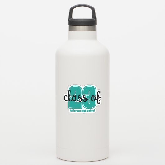 Aangepast afstudeerjaar en school sticker (Waterfles)