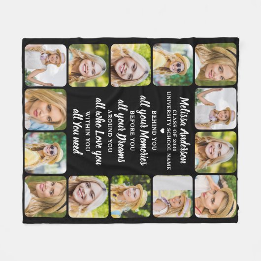 Aangepast Afstuderen 14 Foto Inspirerend Afstudere Fleece Deken (Voorkant (Horizontaal))