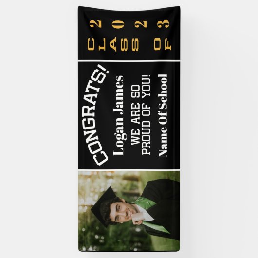 aangepast afstuderen 2023 met naam en foto spandoek (Verticaal)