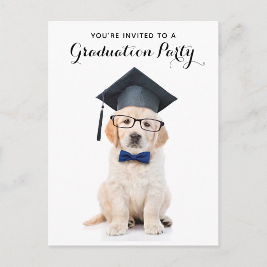  Aangepast Afstuderen Afstuderen voor Cute Puppy D Uitnodiging Briefkaart (Voorkant)