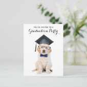  Aangepast Afstuderen Afstuderen voor Cute Puppy D Uitnodiging Briefkaart (Staand voorkant)