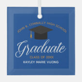 Aangepast Afstuderen blauw goud Afstuderen Kerstmi Glas Ornament (Voorkant)