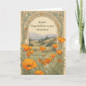 Aangepast Afstuderen  Bloemen Poppy Art Nouveau Kaart (Voorkant)