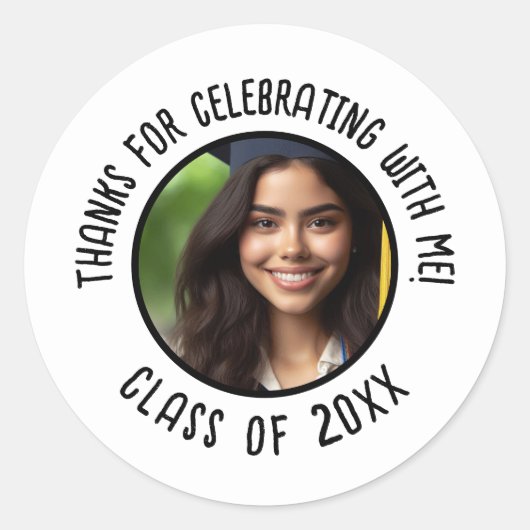 Aangepast Afstuderen Dank u Foto Ronde Sticker (Voorkant)