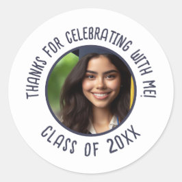 Aangepast Afstuderen Dank u Foto Ronde Sticker