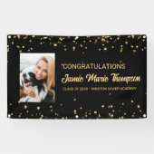 Aangepast afstuderen Foto gouden confetti teken Spandoek (Horizontaal)