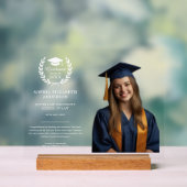 Aangepast Afstuderen Foto Laurel Krans Acryl Bord (Neutraal)