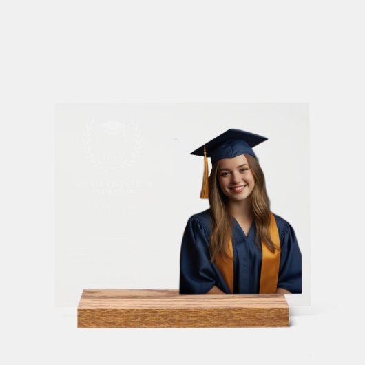 Aangepast Afstuderen Foto Laurel Krans Acryl Bord (Voorkant)