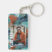 Aangepast Afstuderen foto op Abstract kunstpatroon Sleutelhanger (achterkant)