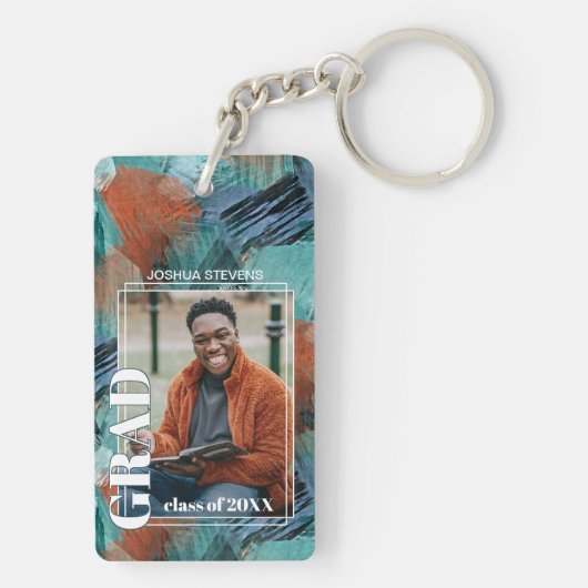 Aangepast Afstuderen foto op Abstract kunstpatroon Sleutelhanger (achterkant)