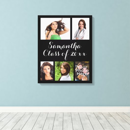 Aangepast Afstuderen fotocollage omgepakt Canvas (Insitu (Houten vloer))