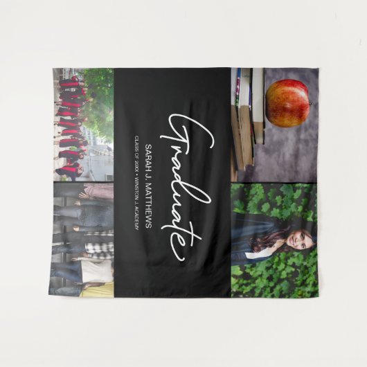 Aangepast Afstuderen fotocollage photobooth statio Wandkleed (Voorkant (horizontaal))