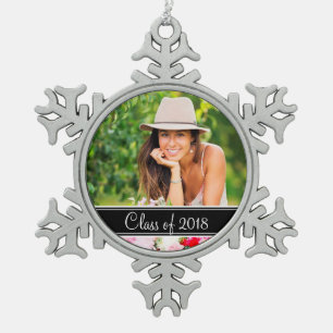 Aangepast Afstuderen fotofeestdag Tin Sneeuwvlok Ornament