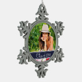 Aangepast Afstuderen fotofeestdag Tin Sneeuwvlok Ornament (Links)