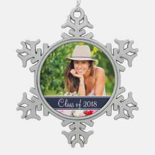 Aangepast Afstuderen fotofeestdag Tin Sneeuwvlok Ornament