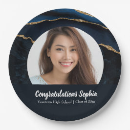 Aangepast Afstuderen Fotomarmer Agate Blue Papieren Bordje