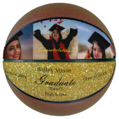 Aangepast Afstuderen Foto's Gold Name Basketball Basketbal (Voorkant)