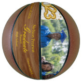 Aangepast Afstuderen Foto's Gold Name Wood Basketb Basketbal (Verticaal)